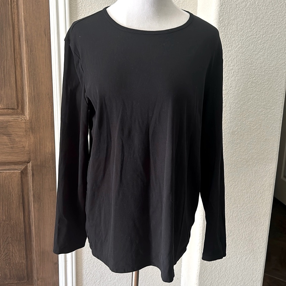 Lauren Ralph Lauren Cotton Top Black Label Top Preppy 1X Stretch LRL Academia